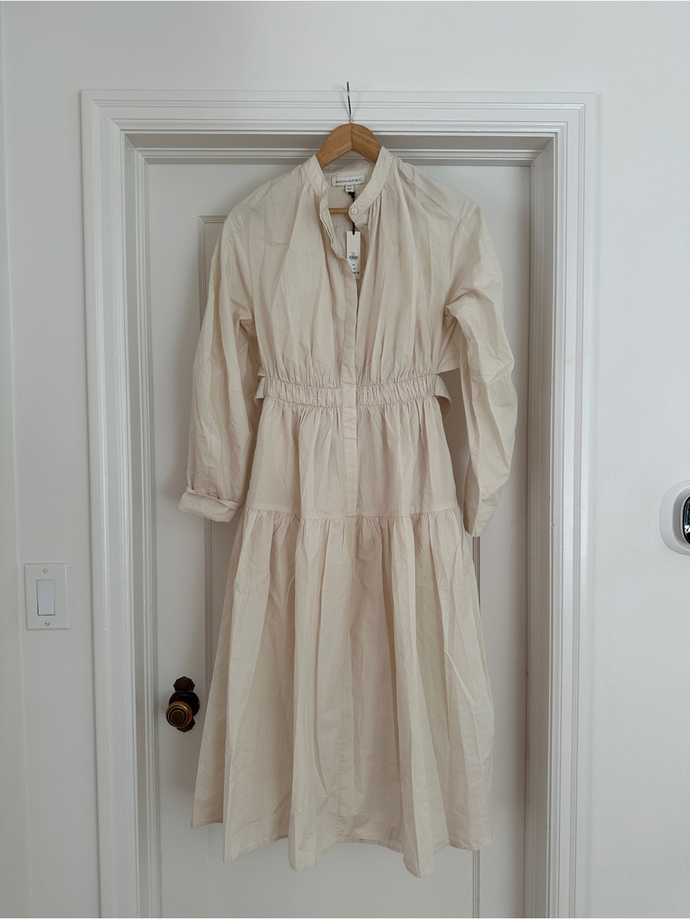 Banana Republic Cotton Poplin Midi Shirt Dress with Open Back